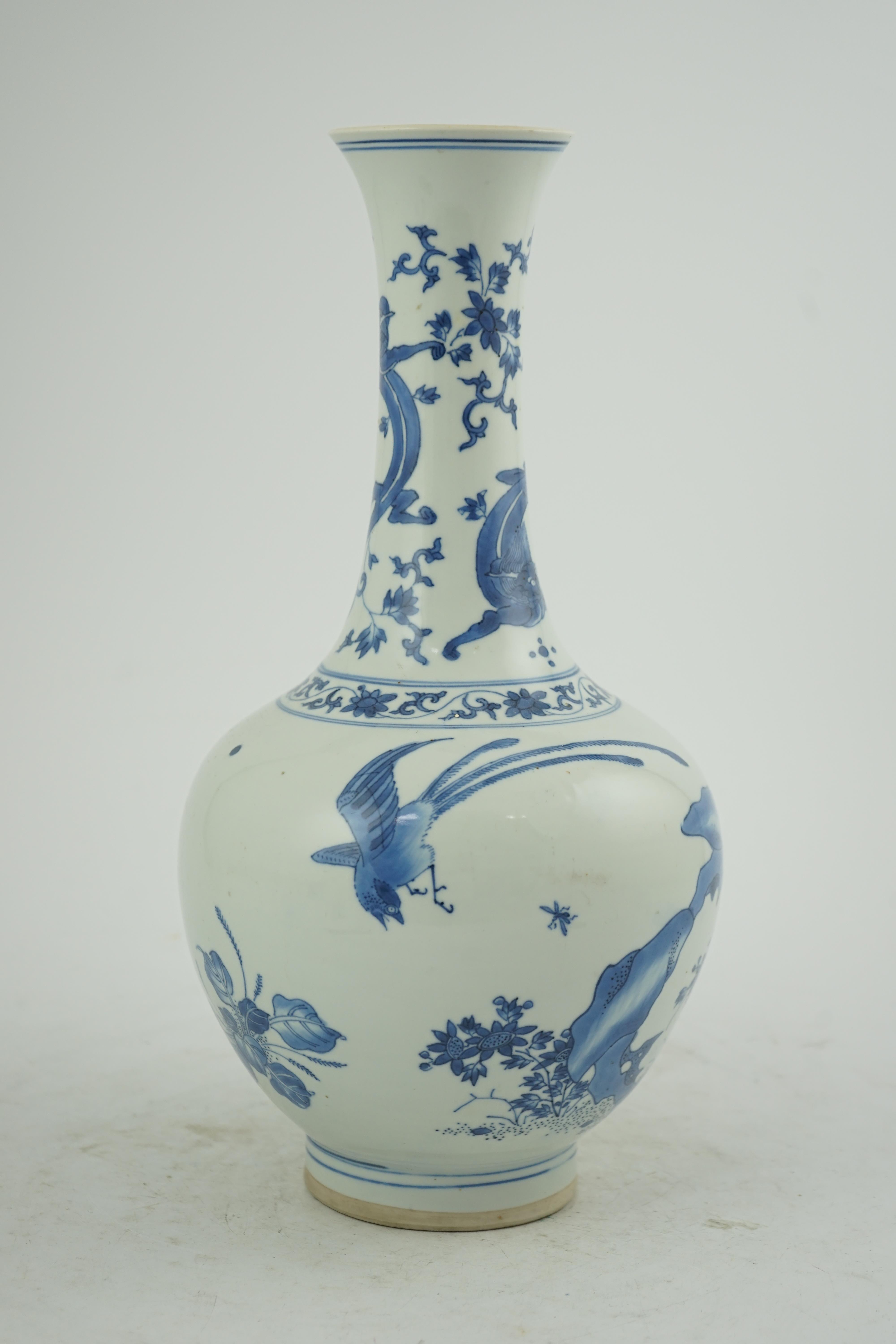 A Chinese blue and white bottle vase, Transitional, Chongzhen period, c.1630-1640